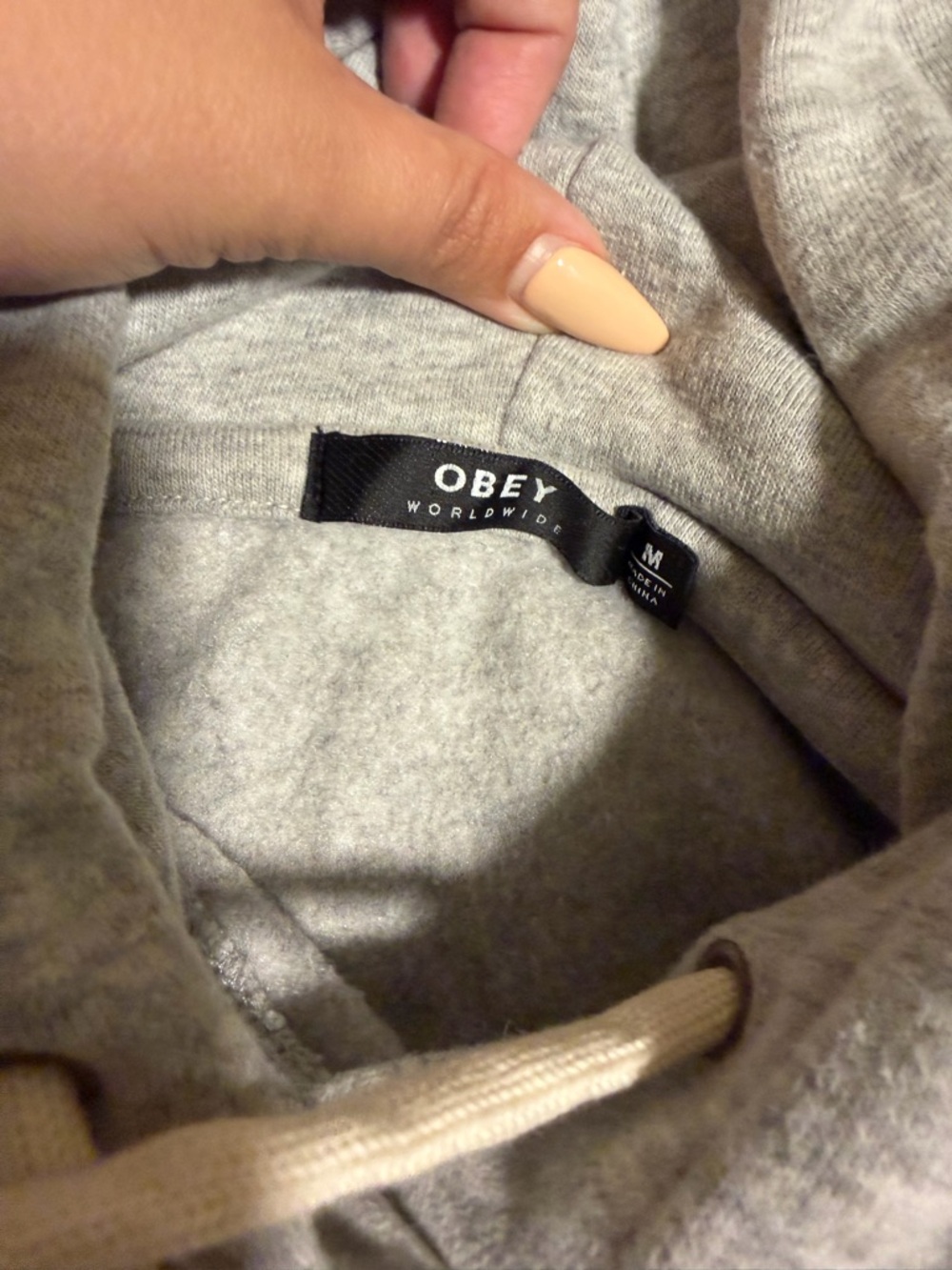 Cropped Obey Grey Pullover Hoodie - Picture 4 of 4